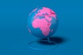 Earth globe with pink continents isolated on blue background. 3d rendering. map provided by NASA Royalty Free Stock Photo