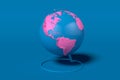 Earth globe with pink continents isolated on blue background. 3d rendering. map provided by NASA Royalty Free Stock Photo