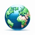 Realistic Pixel World Globe Icon Illustration On White Background