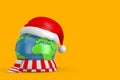 Earth Globe with Red Santa Hat and Scarf. 3d Rendering Royalty Free Stock Photo