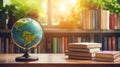 Earth Globe on Shelf in Library generated by AI tool