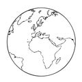 Earth globe simple icon pictogram outline