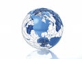 Earth globe stylized with metal grid. North America view