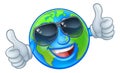 Earth Globe Sunglasses Shades World Cartoon Mascot