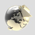 Earth globe symbol with arrow orbit Royalty Free Stock Photo