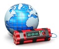 Earth globe and time bomb Royalty Free Stock Photo