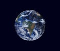 Earth globe, view of the continent of South America. Map furnished by NASA Royalty Free Stock Photo