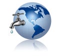 Earth globe with water tap and drop Eco Concept Royalty Free Stock Photo