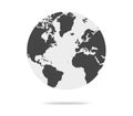 Earth globe with white and dark color vector illustration. world globe. World map in globe shape. Royalty Free Stock Photo