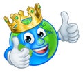 King Gold Crown Earth Globe World Cartoon Mascot Royalty Free Stock Photo