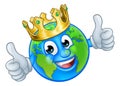 King Gold Crown Earth Globe World Cartoon Mascot Royalty Free Stock Photo