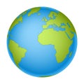 Earth globe - world map with continents on planet Earth, vector illustration on white