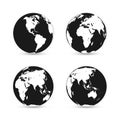 Earth globe. World map set. Planet with continents. Vector Illustration Royalty Free Stock Photo