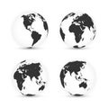 Earth globe. World map set. Planet with continents. Vector Illustration Royalty Free Stock Photo