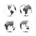 Earth globe. World map set. Planet with continents. Vector Illustration Royalty Free Stock Photo