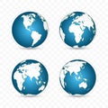 Earth globe. World map set. Planet with continents. Vector Illustration Royalty Free Stock Photo