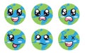 earth globe world map space planet geography with big smile angry afraid blinking eye sad and laughing expression