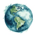 Earth globe world watercolor vector illustration Royalty Free Stock Photo