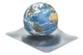 Earth Globe wrapped in vacuum film, 3D rendering