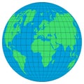 Earth globes with the latitudes and meridians on white background. Flat planet Earth icon