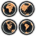 Earth globes rubber stamp Royalty Free Stock Photo