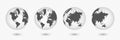 Earth globes. Set of realistic globe shaped world map.3d globe icon. Vector Royalty Free Stock Photo