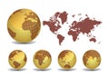 Earth globes set with World map Royalty Free Stock Photo