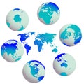 Earth globes and world map against white Royalty Free Stock Photo