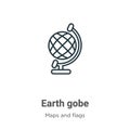 Earth gobe outline vector icon. Thin line black earth gobe icon, flat vector simple element illustration from editable maps and