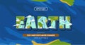 Earth green blue planet 3d editable text effect. eps vector file Royalty Free Stock Photo