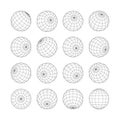 Earth grid globe 3d sphere isolated set on white