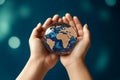 Earth guardian Female hands hold a globe for climate protection Royalty Free Stock Photo