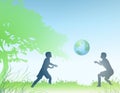 Earth in Hands of Children Royalty Free Stock Photo