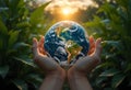 earth in hands, nature background, save the planet Royalty Free Stock Photo
