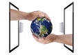 Earth Hands Technology Environment Protection Isolated Royalty Free Stock Photo