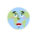 Earth happy Emoji. Planet merry emotion isolated