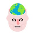 Earth in head. Open head and planet.