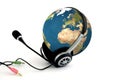 Earth with headphones Royalty Free Stock Photo