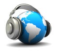 Earth with headphones Royalty Free Stock Photo