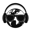 Earth headphones icon, simple style