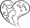 Earth, heart, hand draw line vector illustration Royalty Free Stock Photo