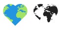 Earth in heart illustration. Globe world heart icon Royalty Free Stock Photo