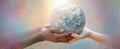 The Earth Held in Hands Symbolizing Unity and Global Care.AI generated image Royalty Free Stock Photo