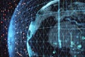 Earth hologram with creative glowing binary code interface Royalty Free Stock Photo