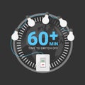Earth Hour Day banner with switch Turn off the lights on circle 60 min clock vector design