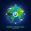 Earth Hour Day on 26th March with time globe illustration on night scene background design