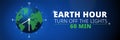 Earth hour illustration with planet and turn off button. Turn off the lights. Web banner. Royalty Free Stock Photo