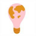 Earth Hour. Saving the planet, environmental action. The globe in the form of a light bulb. Vector flat illustration