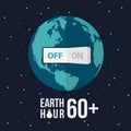 Earth hour with swicth turn off on earth and stat vector design