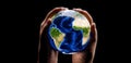 Earth in human hands - caring for the earth concept. with high details. Royalty Free Stock Photo
